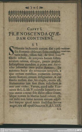 Caput I. Praenoscenda Quaedam Continens