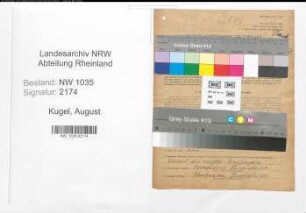 Entnazifizierung August Kugel , geb. 11.08.1909 (Angestellter)