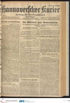 Hannoverscher Kurier : Hannoversches Tageblatt ; Morgenzeitung für Niedersachsen