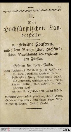 II. Die Hochfuerstlichen Landesstellen