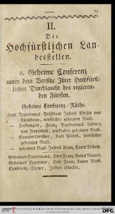 II. Die Hochfuerstlichen Landesstellen