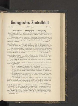 15. März 1911. No. 14.