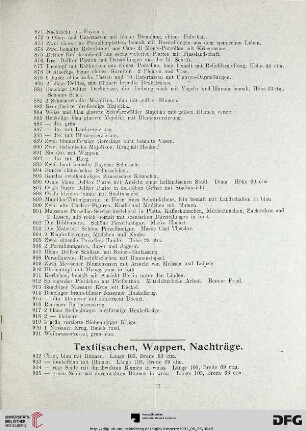 Textilsachen, Wappen, Nachträge (Nr. 922-970)