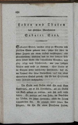 Leben und Thaten des jüdischen Abentheurers Sabatri Sevi