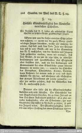 III. Höchste Glaubwürdigkeit desselben