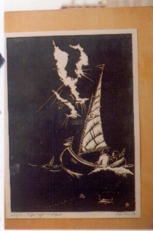Am frischen Haff (Auf dem frischen Haff). Linolschnitt; 50 x 36,6 cm (1929; H. Rose)
