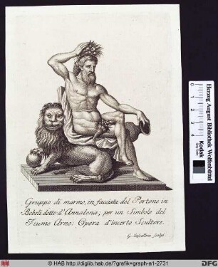 Statue eines Mannes mit Löwen (Allegorie des Flusses Arno).
