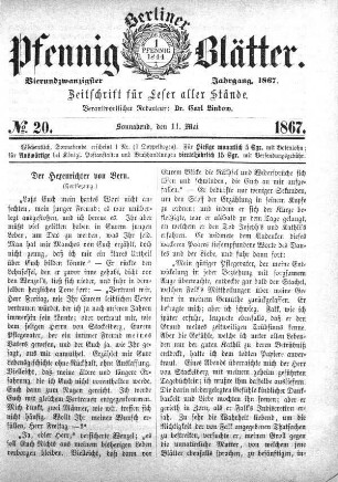 No. 20, Sonnabend, den 11. Mai