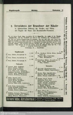 2. Häuserbuch : 2. Verzeichnis der Bewohner der Häuser