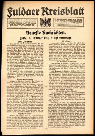 Erste Ausgabe vom Dienstag, den 27. Oktober 1914.
