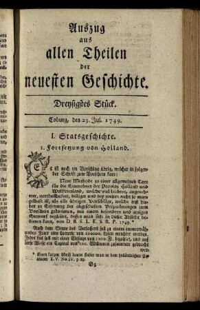 Dreysigstes Stück. Coburg, den 23. Jul. 1749.