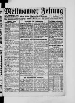 Mettmanner Zeitung. 1919-1940