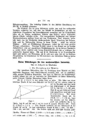 Kleine Mitteilungen für den mathematischen Unterricht