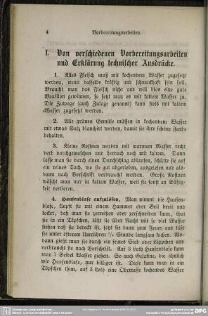 I. Von verschiedenen Vorbereitungsarbeiten und Erklärung technischer Ausdrücke