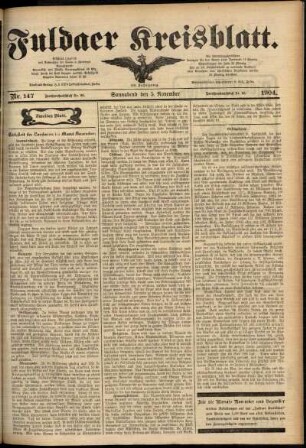 Zweite Ausgabe vom Samstag, den 05. November 1904.