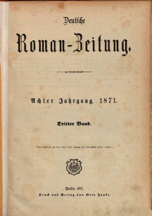 Deutsche Roman-Zeitung. 1871,3 = Jg. 8