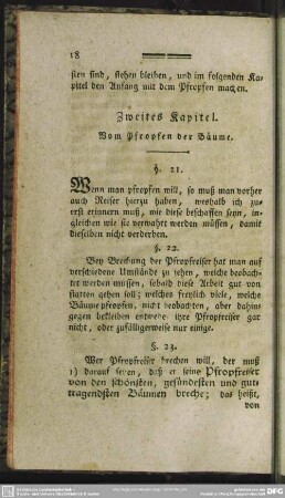 Zweites Kapitel. Vom Pfropfen der Bäume