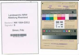 Entnazifizierung Fritz Simon , geb. 04.08.1895 (Inspektion)