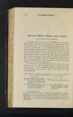 Price of Bread under Free Trade.