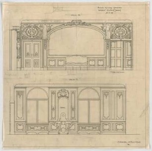 Thiersch, Friedrich von; Münsing / Starnberger See (Bayern); Schloss Seeburg, Umbau - Wände im Salon (Ansichten)