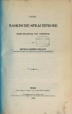 Eine baskische Sprachprobe nebst Einleitung und Commentar