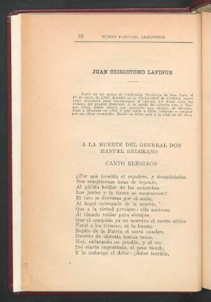A la muerte del general Don Manuel Belgrano : Canto elegíaco