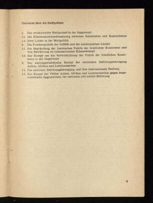 Übersicht über die Stoffgebiete