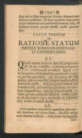 Caput Tertium. De Ratione Statum Imperii Romano-Gemrnaici Conservandi.