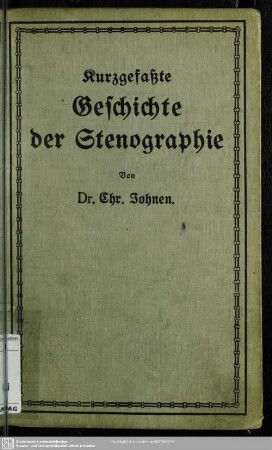 Kurzgefaßte Geschichte der Stenographie