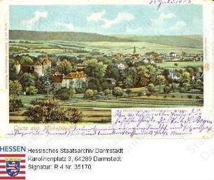 Michelstadt im Odenwald, Ansicht mit Schloss Fürstenau