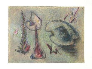 Florale Formen / verso: Studie abstrakt Kohle/Pastell