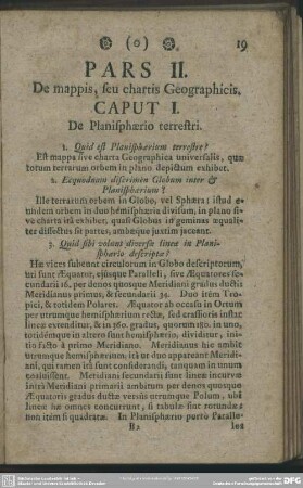 Pars II. De mappis, seu chartis Geographicis