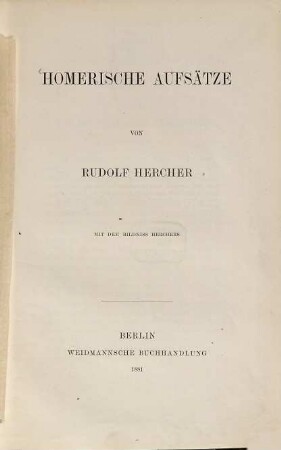 Homerische Aufsätze