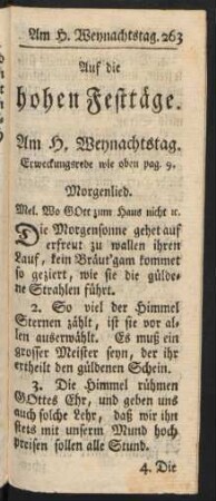 Auf die hohen Festtäge.