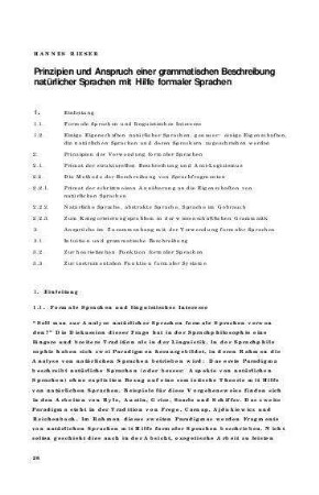 Prinzipien und Anspruch einer grammatischen Beschreibung natürlicher Sprachen mit Hilfe formaler Sprachen
