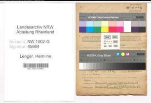 Entnazifizierung Hermine Lenger, geb. 01.07.1909 (Fuersorgerin)