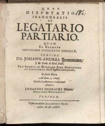 Disputatio Inauguralis De Legatario Partiario