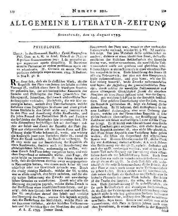 Caroli Morgenstern ... de Platonis Republica commentationes tres. Halle: Hemmerde 1794