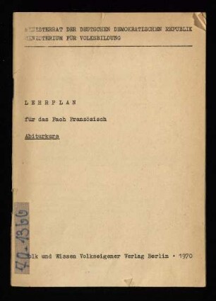 Lehrplan für das Fach Französisch : Abiturkurs
