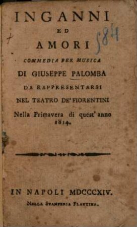 Inganni ed amori : Commedia per musica