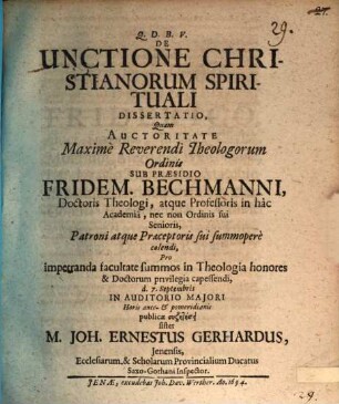 De unctione Christianorum spirituali dissertatio