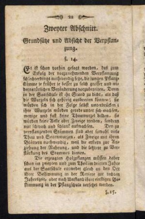 22-39, Zweyter Abschnitt. Grundsätze und Absicht der Verpflanzung.