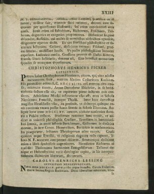 Christophorus Henricus Ficker Lipsiensis.