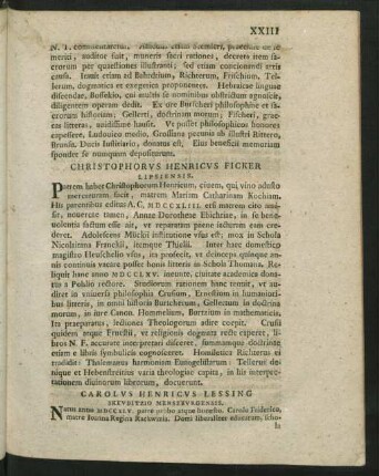 Christophorus Henricus Ficker Lipsiensis.