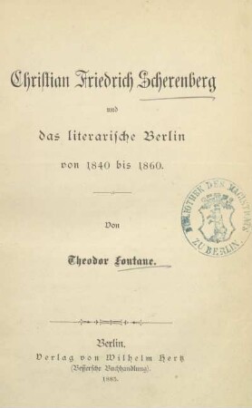 Christian Friedrich Scherenberg : und das literarische Berlin von 1840 bis 1860