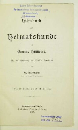 Hilfsbuch zur Heimatskunde der Provinz Hannover