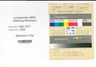 Entnazifizierung Fritz Siekmann , geb. 10.12.1919 (Polizist)