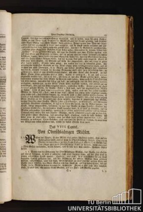 Das VIII. Capitel, Von Oberschlächtigen Mühlen.