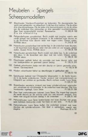 Meubelen - Spiegels - Scheepsmodellen (Nr. 187-292)