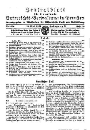 Ergänzung zu der auf Seite 35 des Zentralblattes abgedruckten Ferienordnung für das Schuljahr 1929/30 : [Amtlicher Teil]